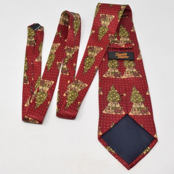 Santas Dream Silk Neck Tie Christmas Tree Gift Holiday Party Career Office Xmas - Picture 5 of 10